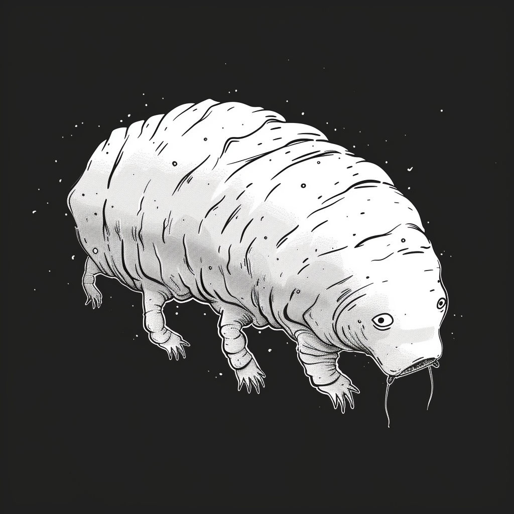 Black White Tardigrade Silhouette Illustration