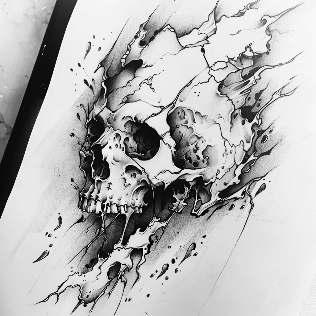 Black White Skull Tattoo