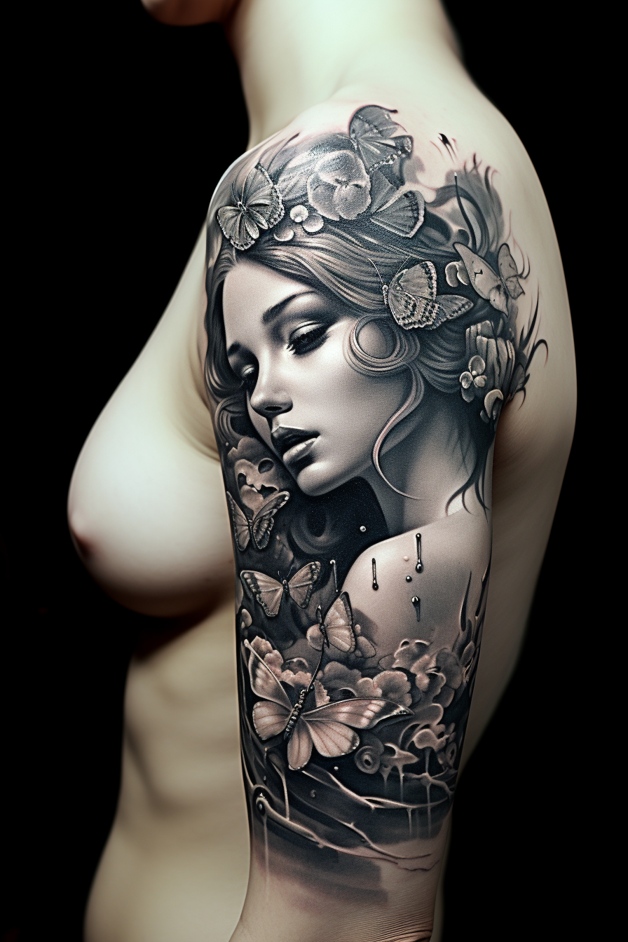 Stunning black and white tattoo ink art