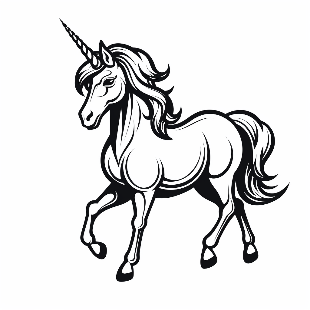 Black and White Unicorn Illustration