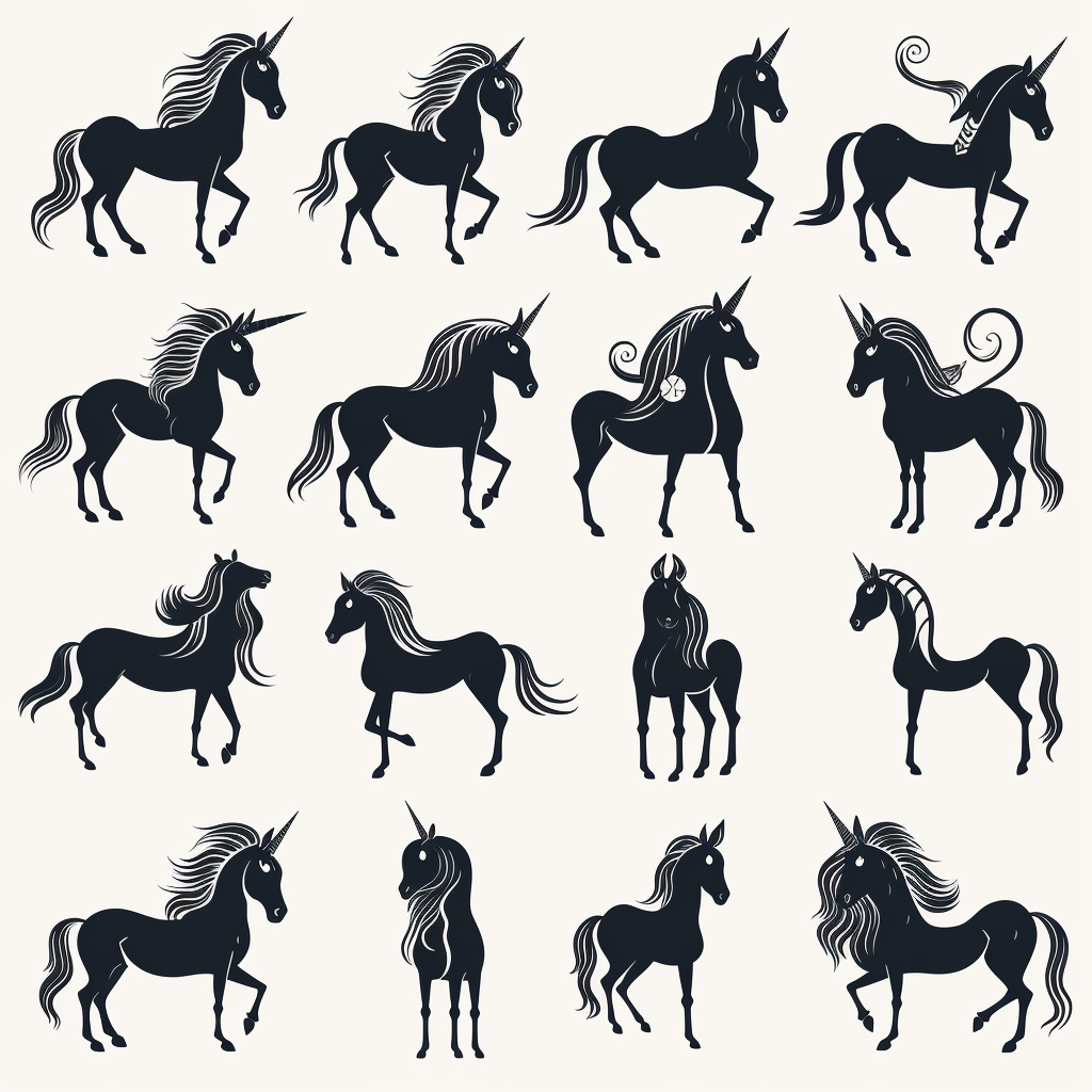 Black White Unicorn Vector