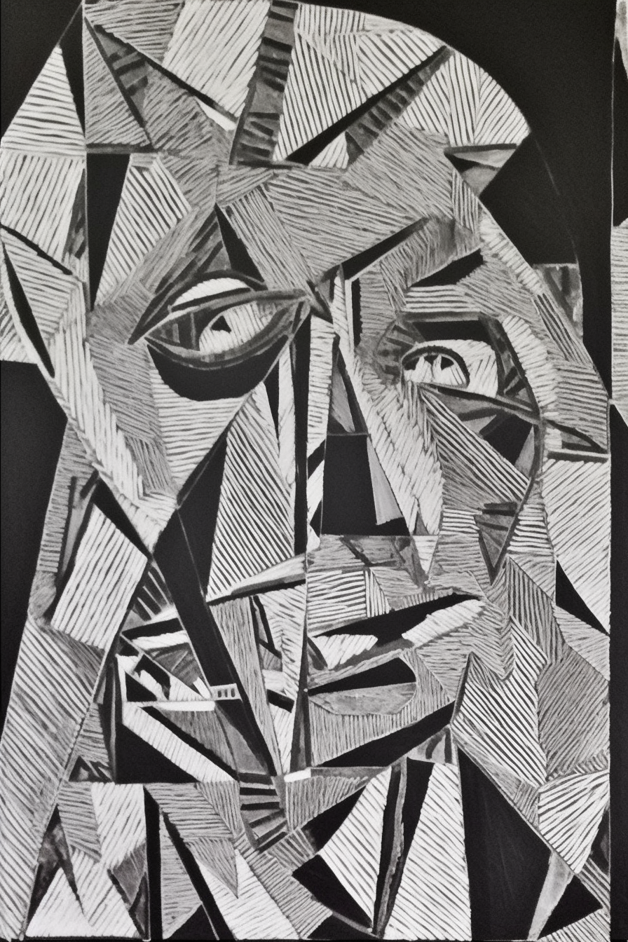 Intricately Detailed Woodblock Print Portrait by Picasso