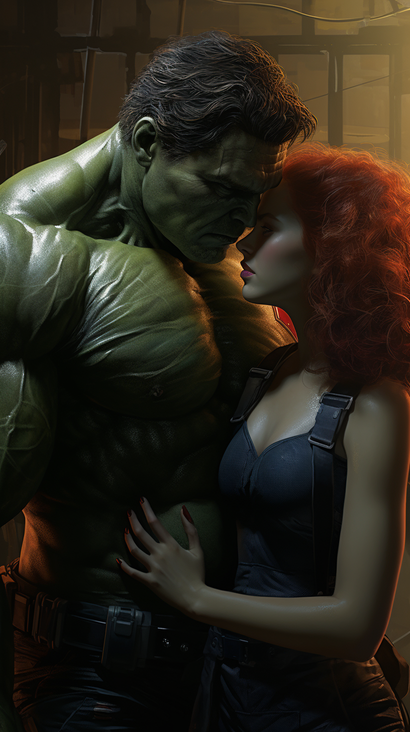 Realistic Black Widow Loves Big Hulk