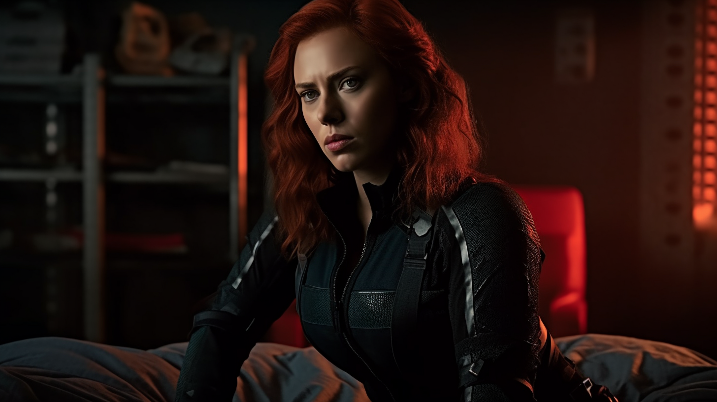 Black Widow Sleeping in Dimly Lit Room