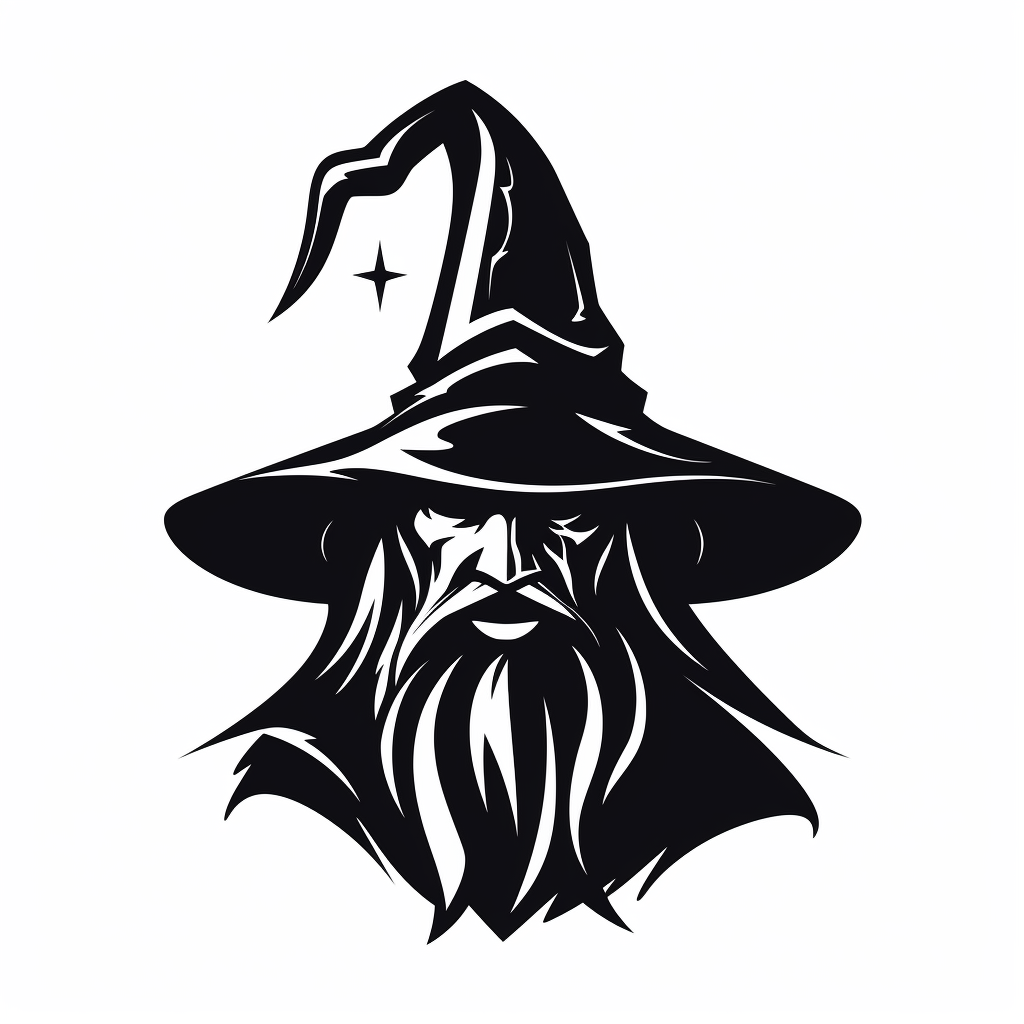 Black wizard logo icon on white background