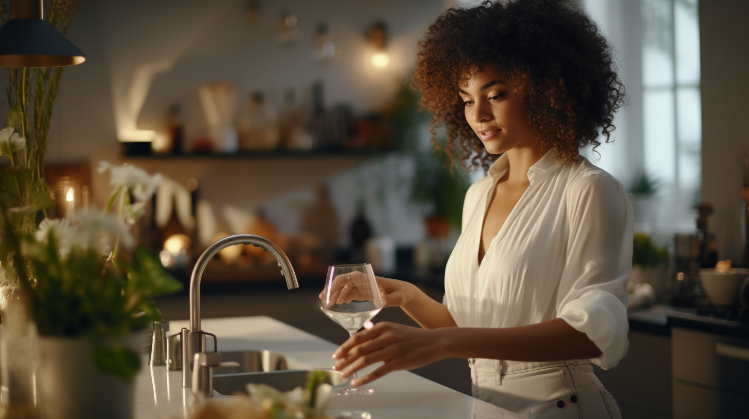 Black woman cooking in luxury kitchen