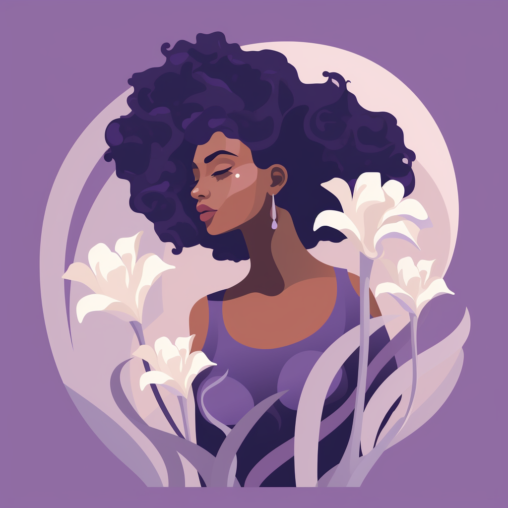 Afro-haired Black Woman with Calla Lilies