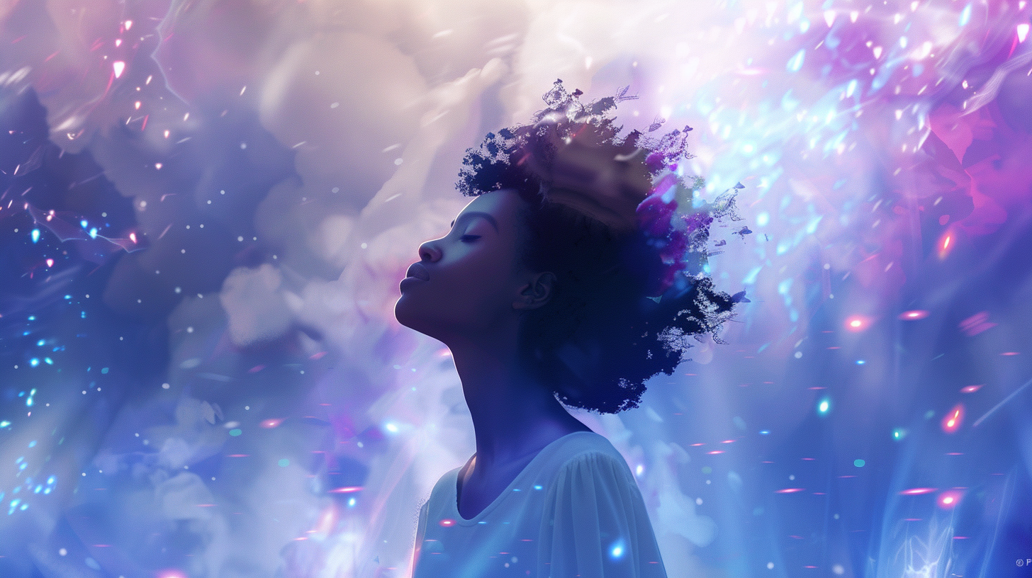 Black woman in dreamy fantasy setting