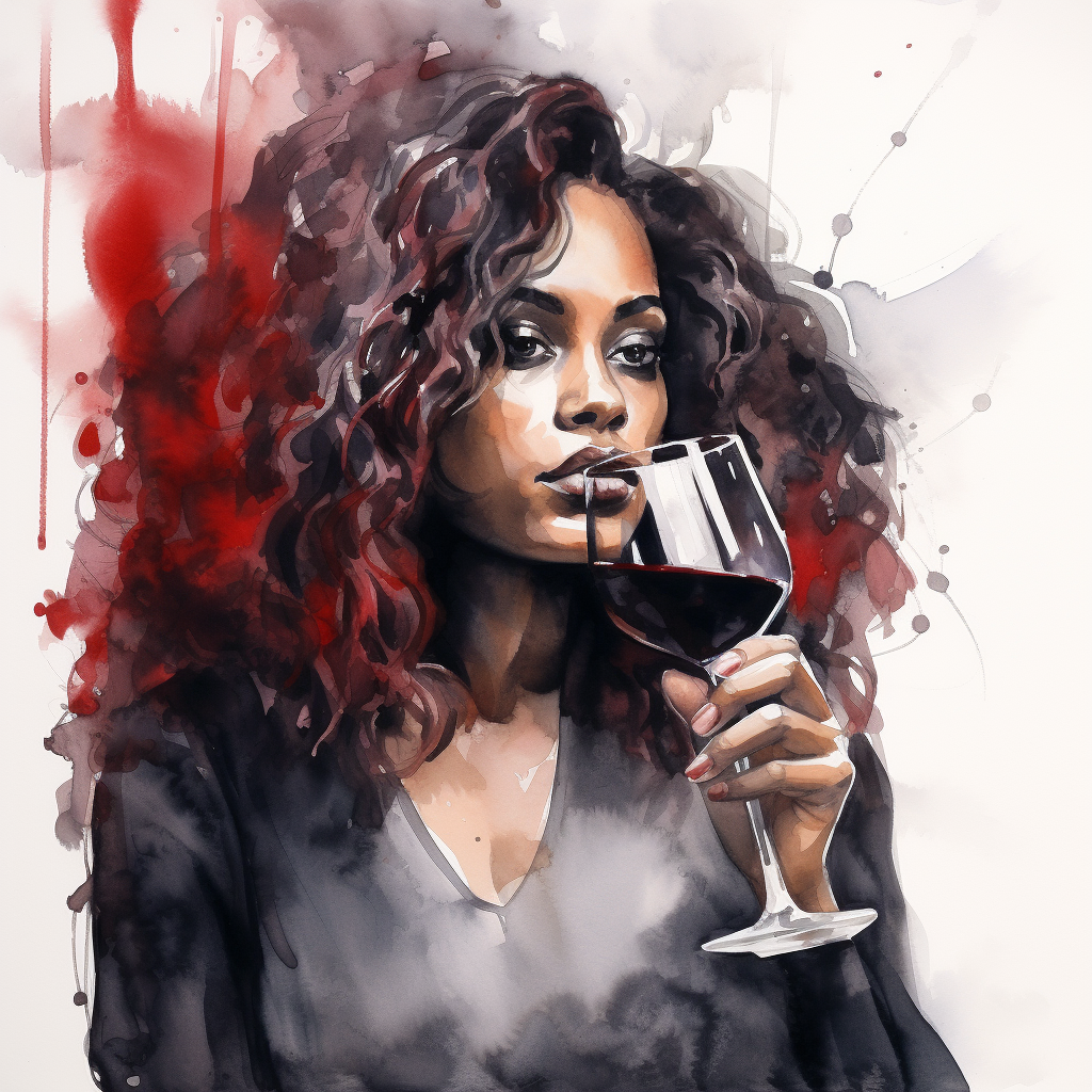 Black woman enjoying red wine