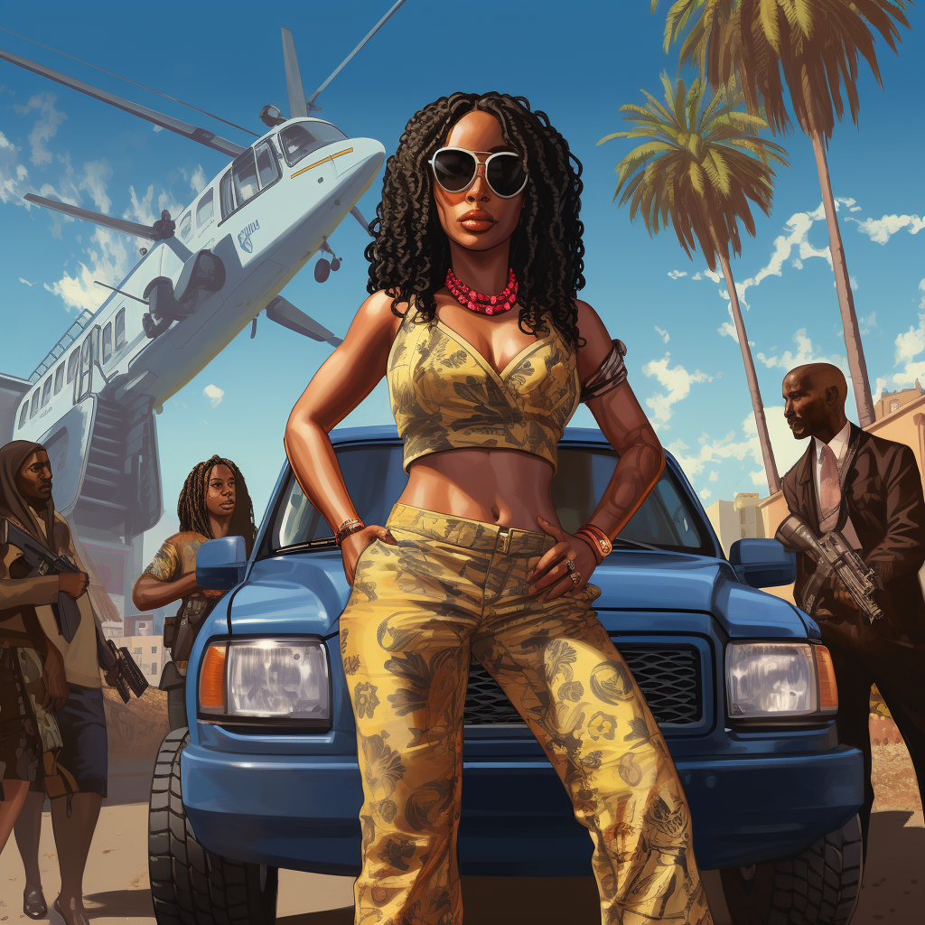 Stylish Black Woman with Tote Bag in GTA Art