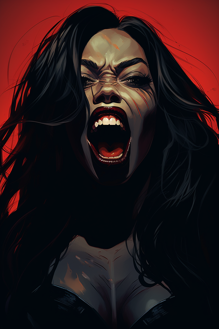 Black woman vampire with fangs