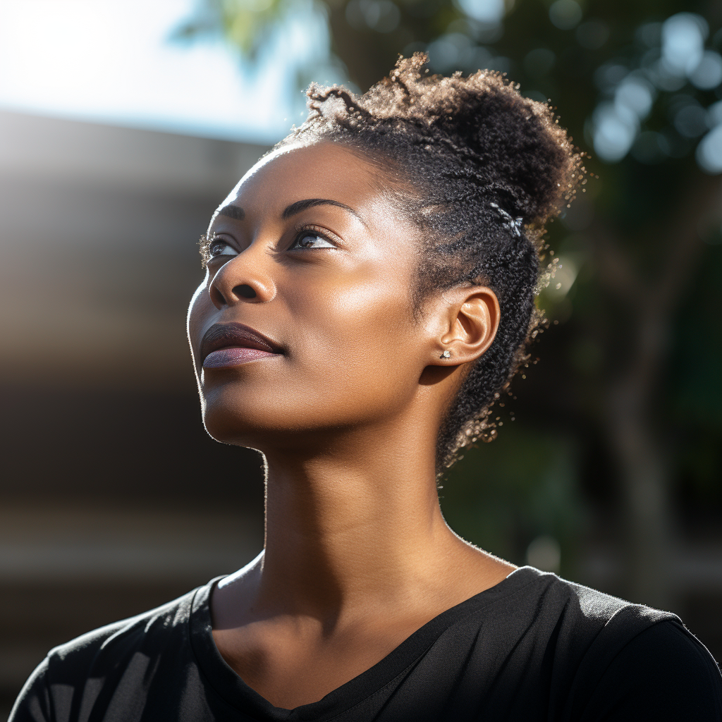 Beautiful black woman posing outdoors