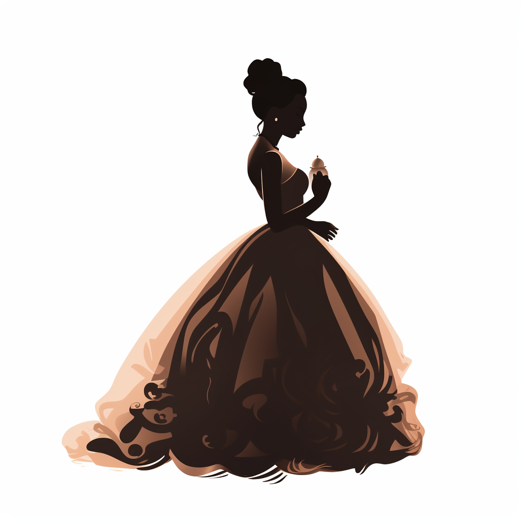 Sophisticated black woman in cotillion dress silhouette