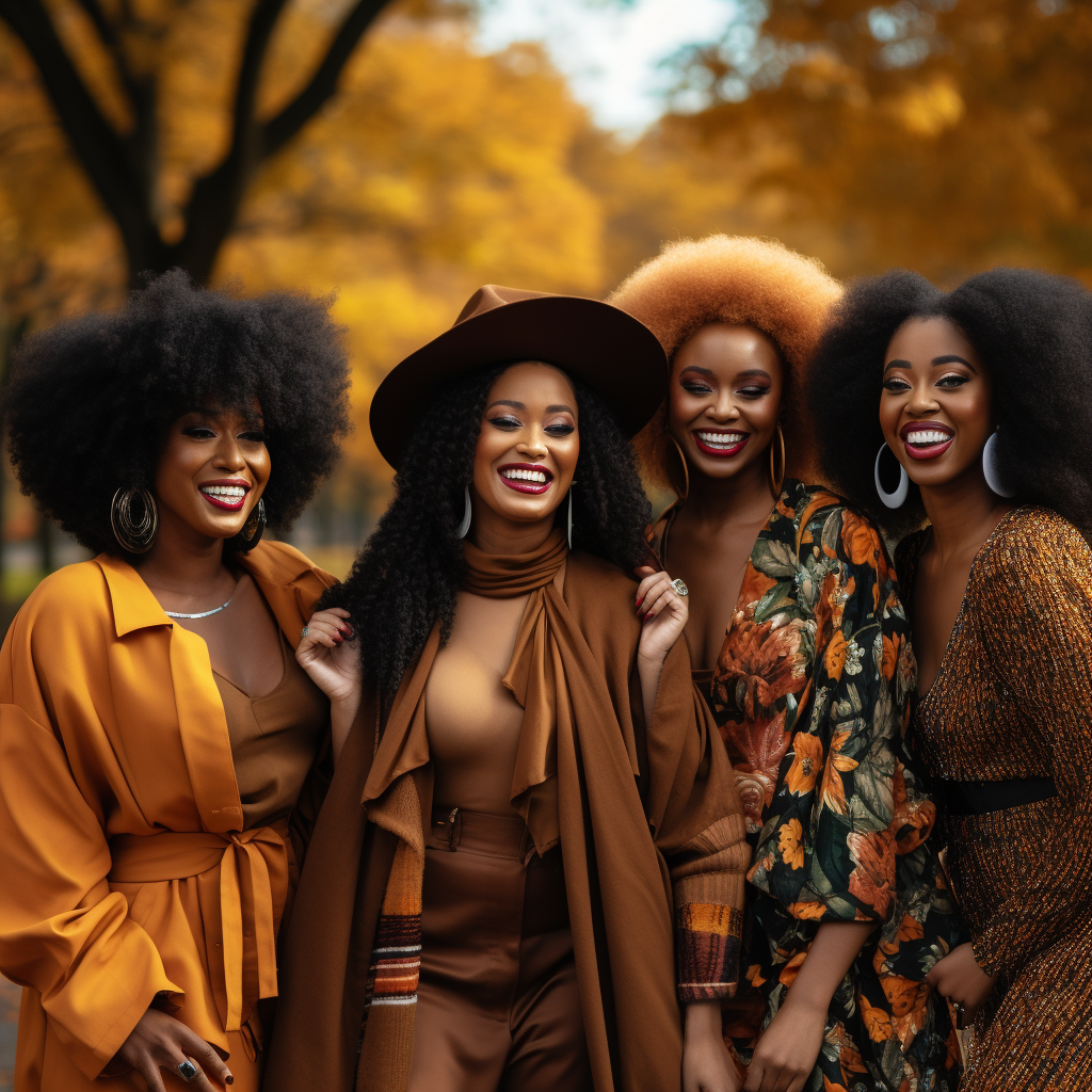 Black women enjoying the fall season