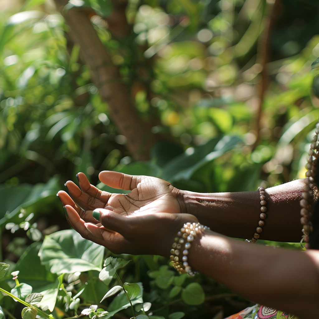 Black women's hands in Gyan Mudra