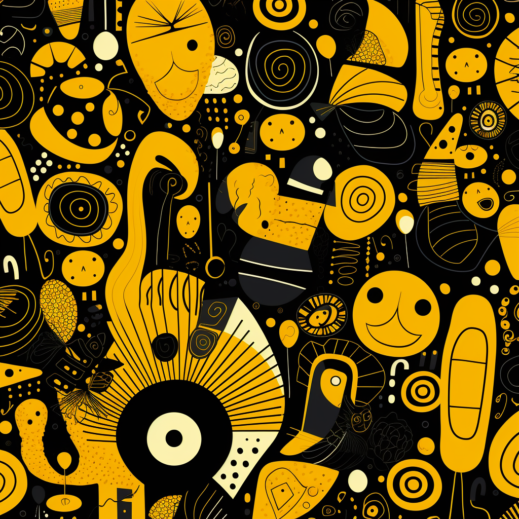 Fun black and yellow pattern cartoon illustration