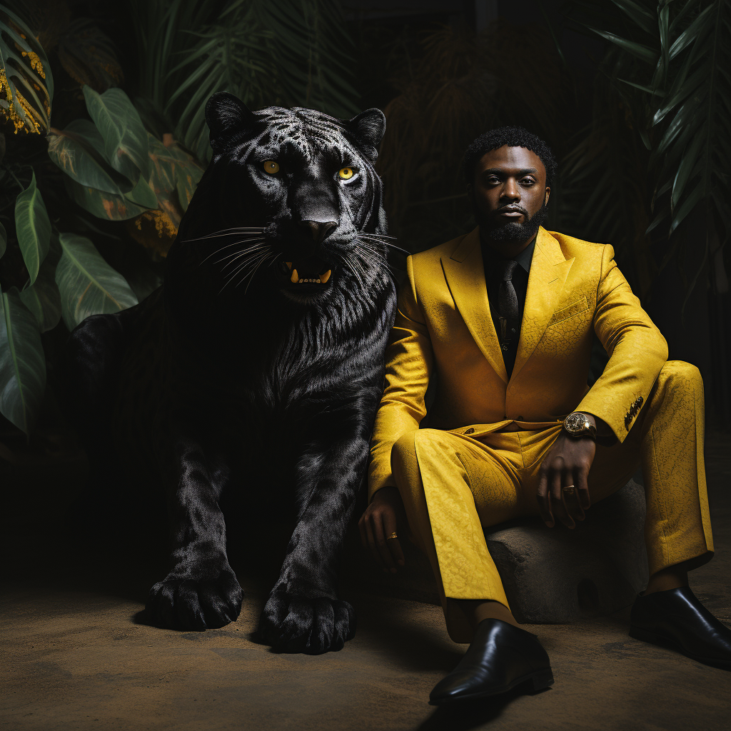 Black Panther in Black & Yellow Suit