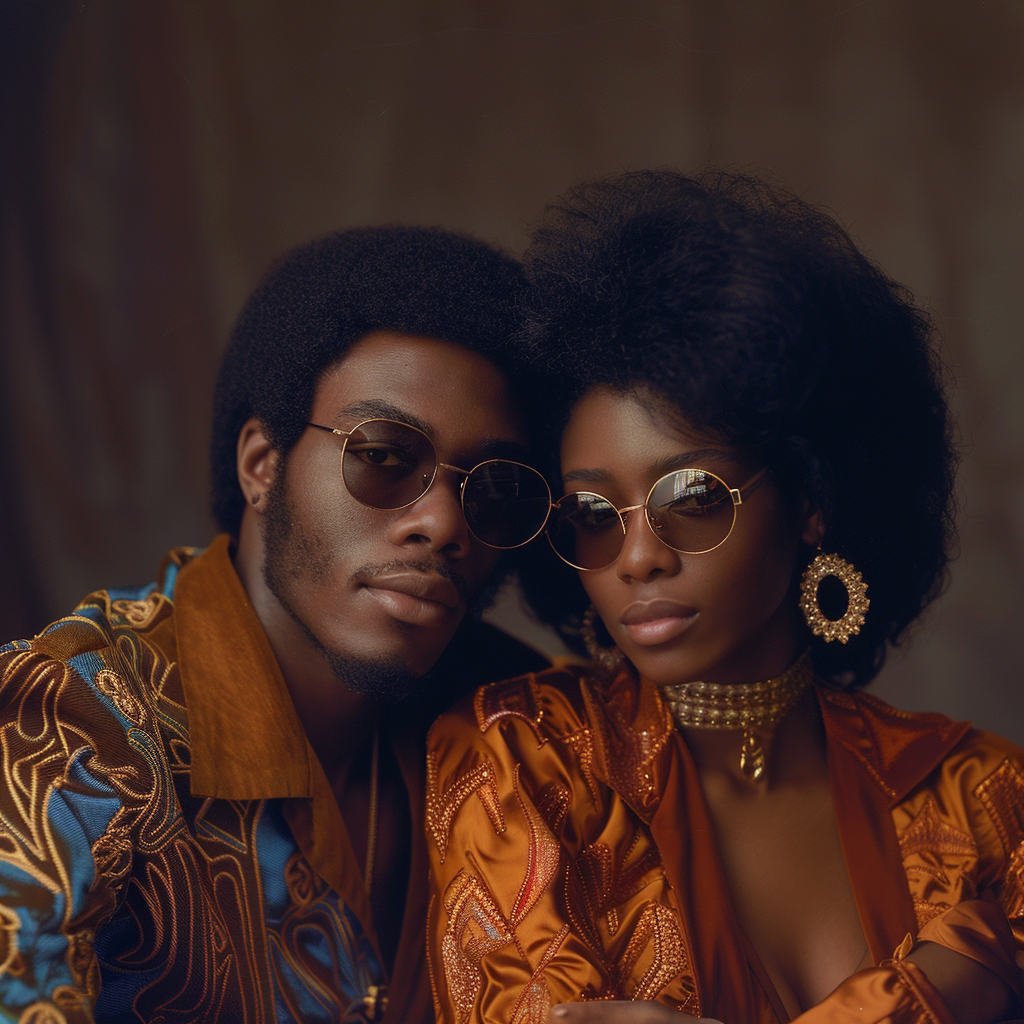 Black couple in 1970s attire