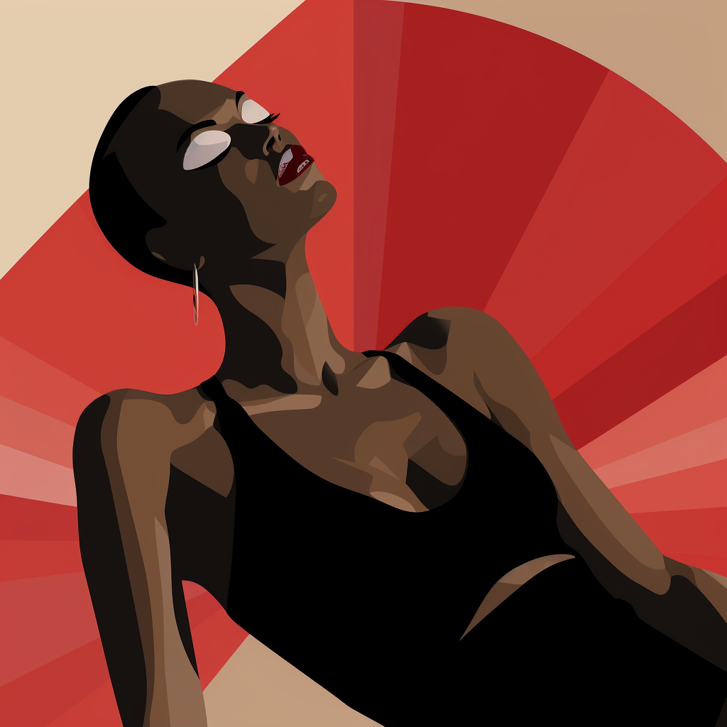 Black bald woman laying on side illustration