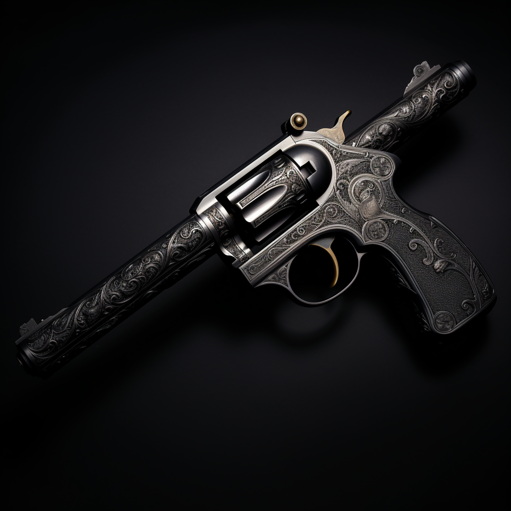 Engraved Revolver with Dagger Grip