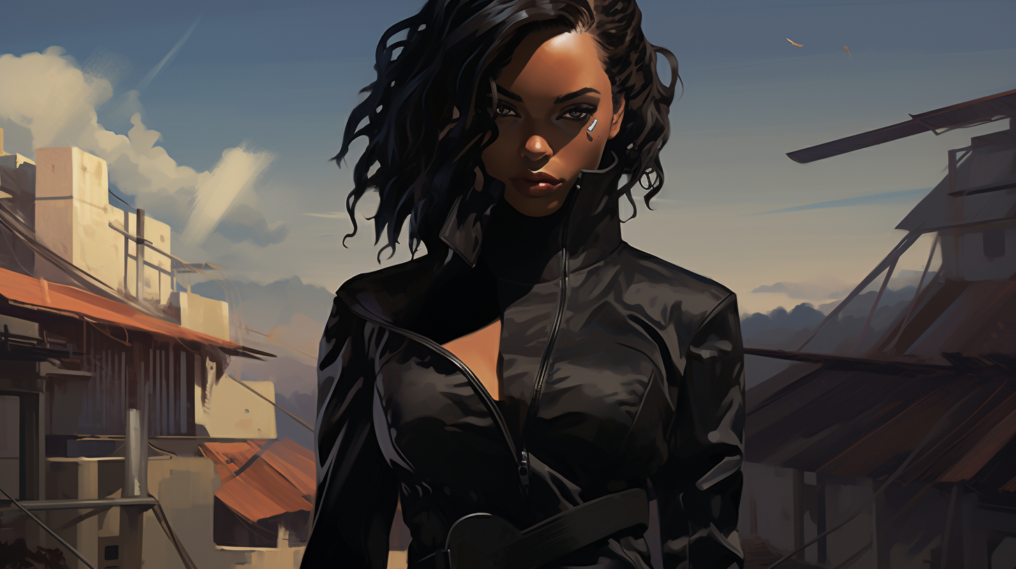 Stylish black female assassin illustration