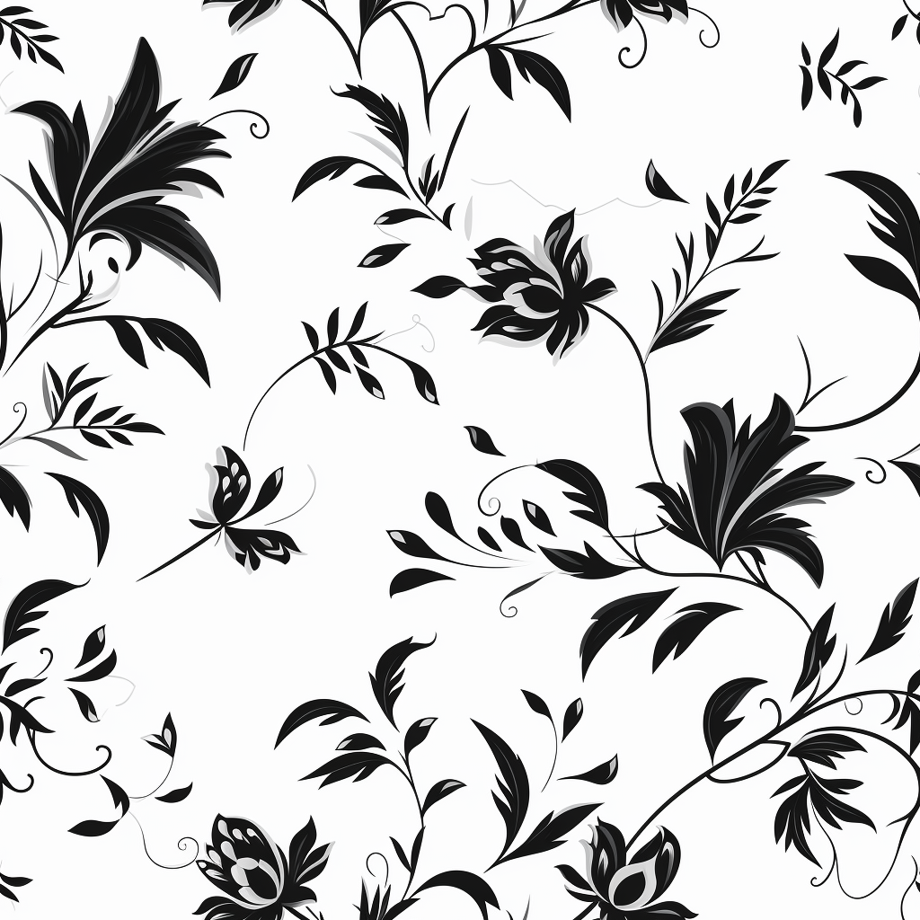 Black floral jacquard pattern on white background