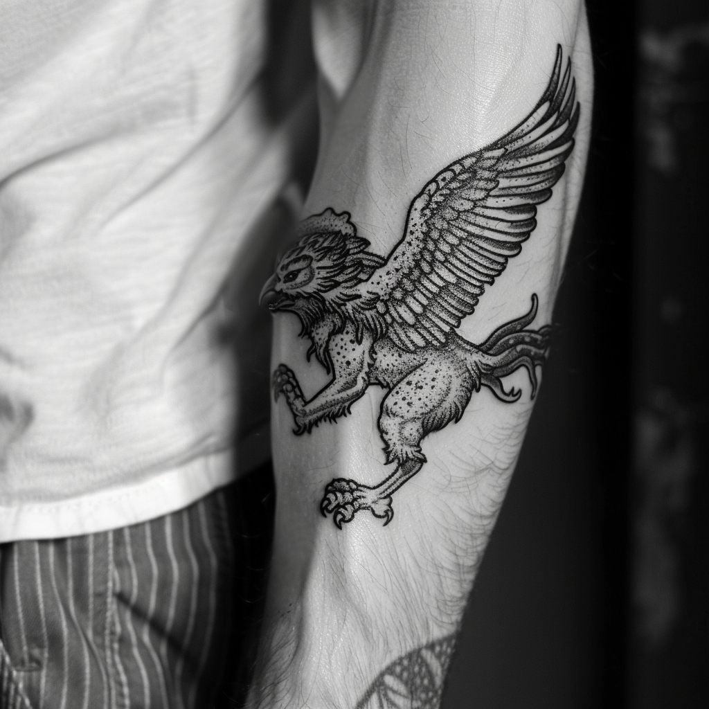 Black Ink Griffin Tattoo Design