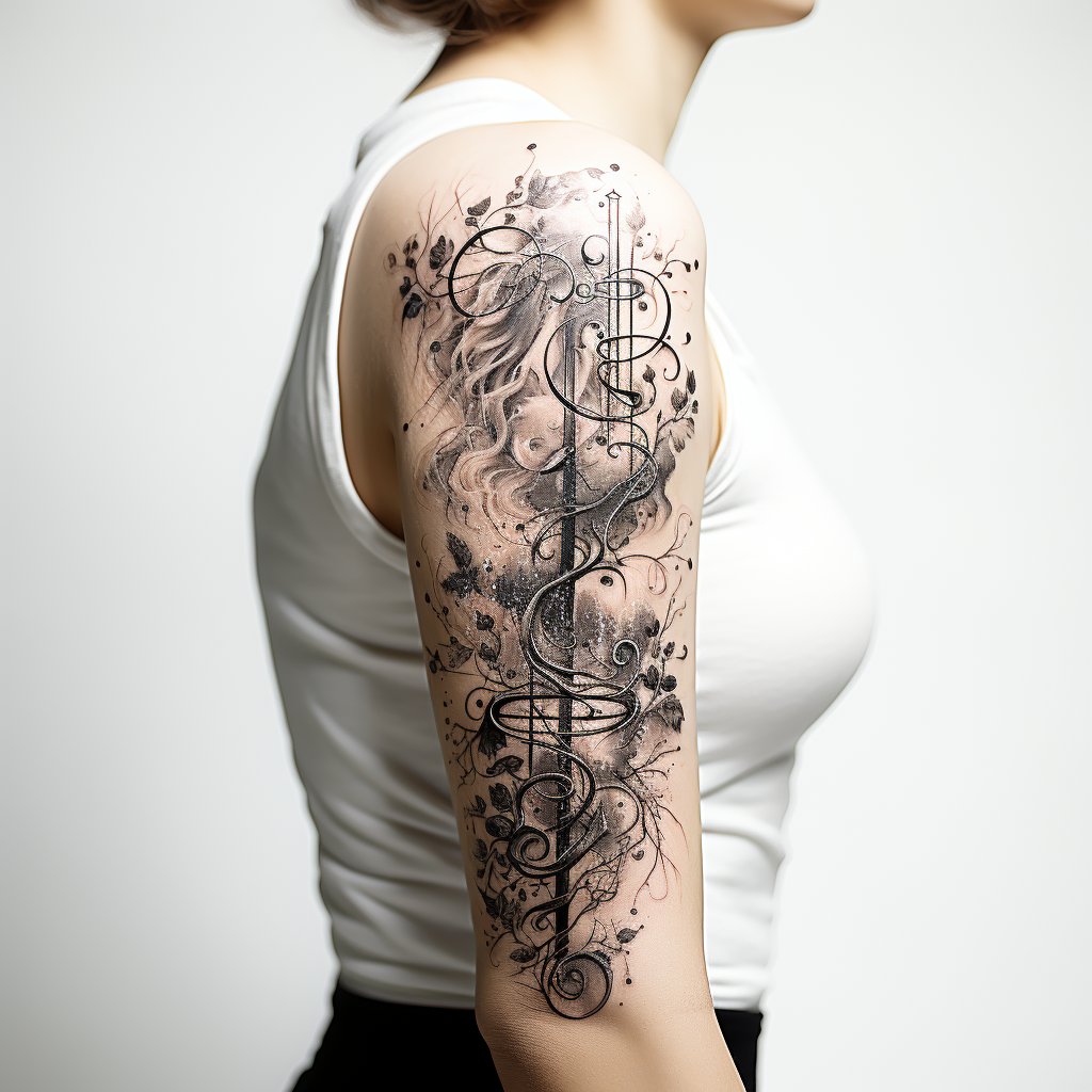 Elegantly flowing musical notes tattoo