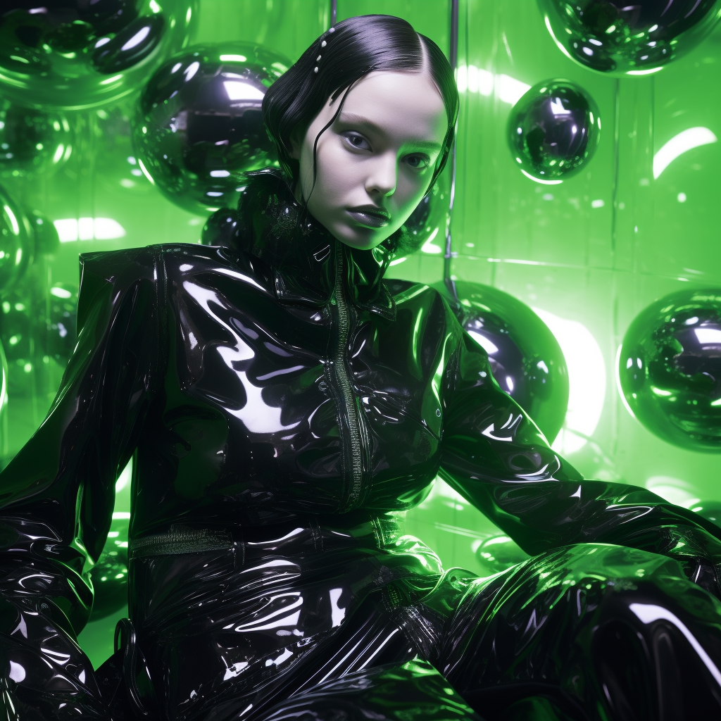 Black Latex Hell with Vibrant Light Reflections