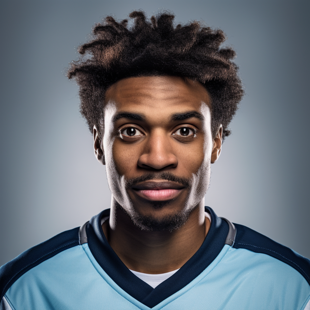 Black Male Ice Hockey Player Headshot