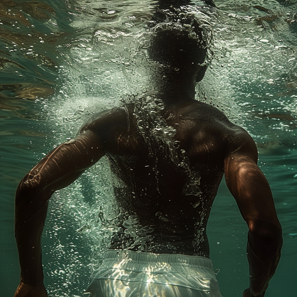 Black Man Gym Underwater Sinking