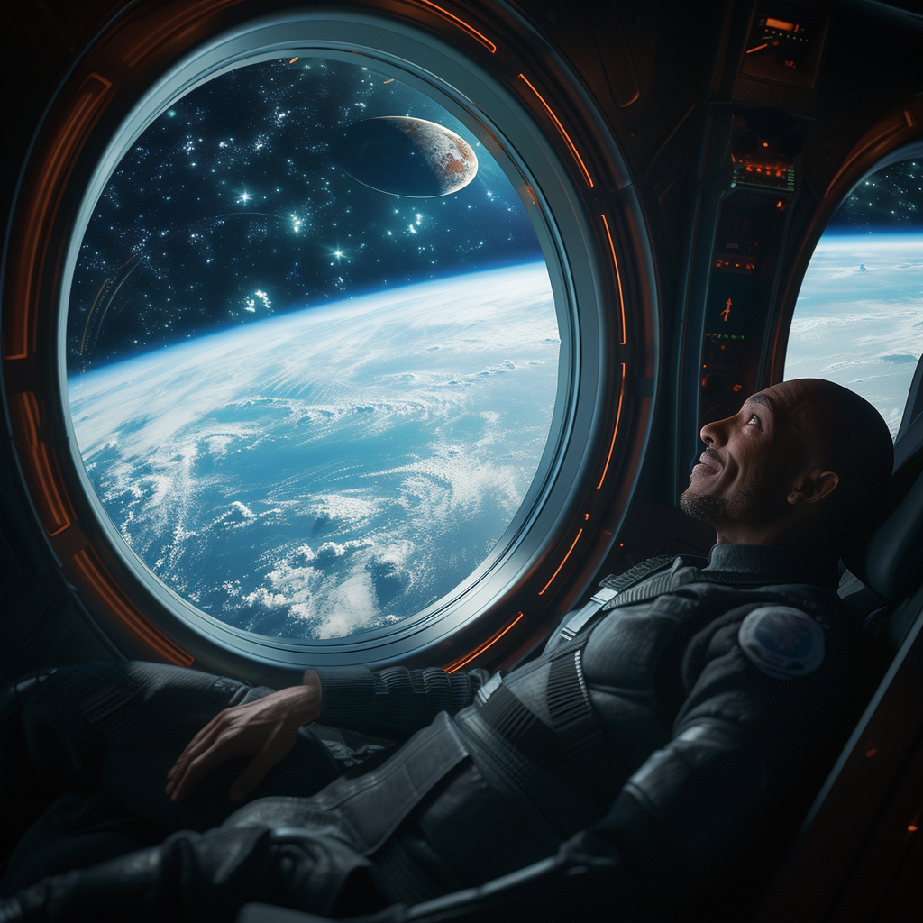 Wealthy Black Man Floating in Space