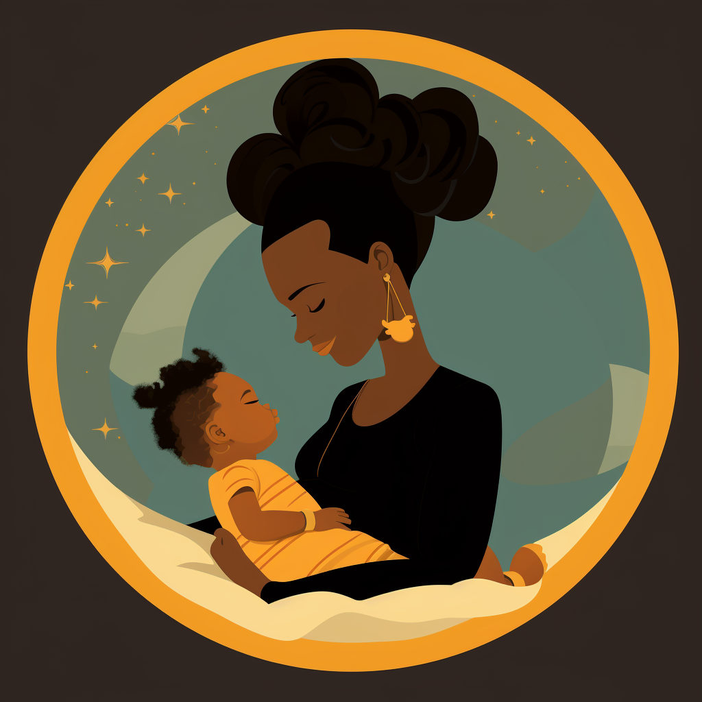 Black mother with newborn daughter on play mat