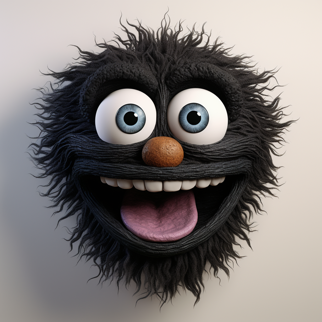 3D black muppet head