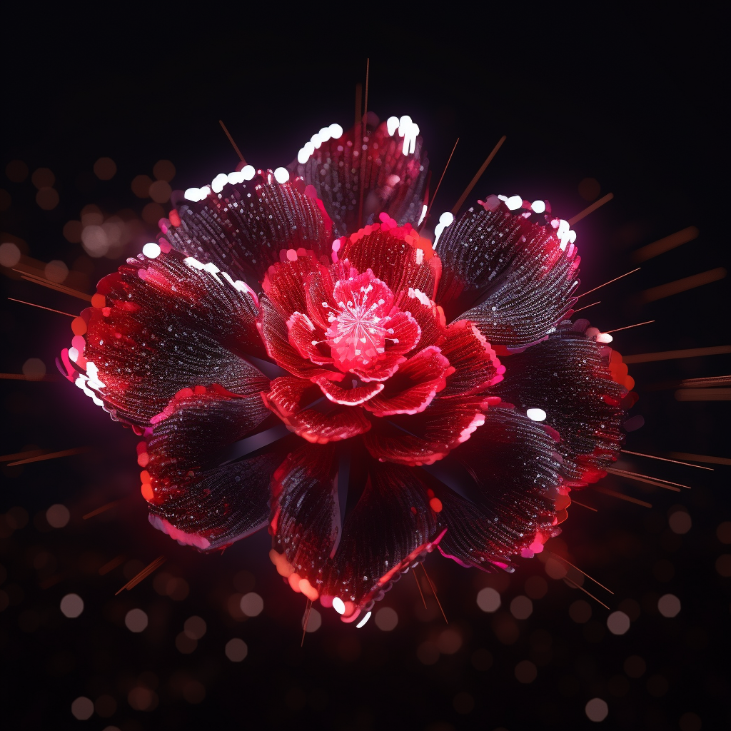 Mesmerizing black flower with neon light projection