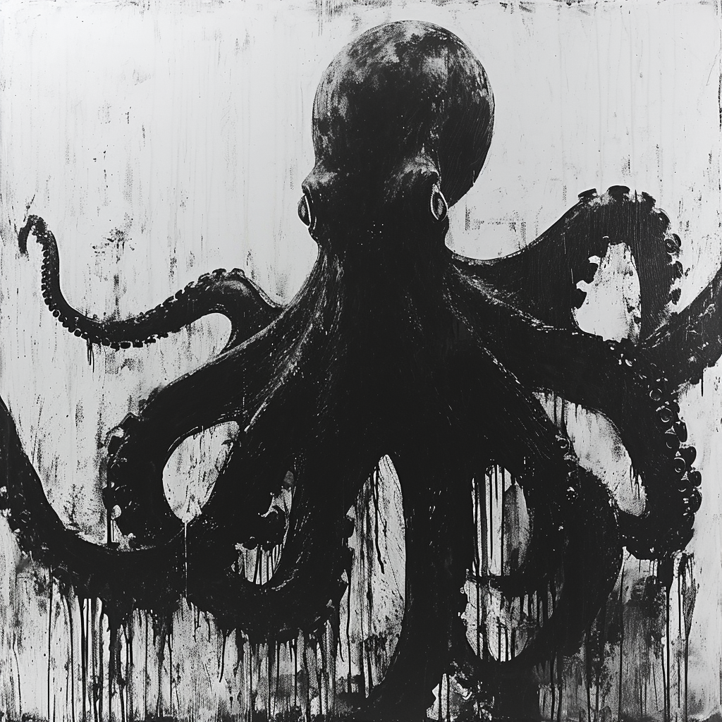 Stylish Black Octopus Sketch