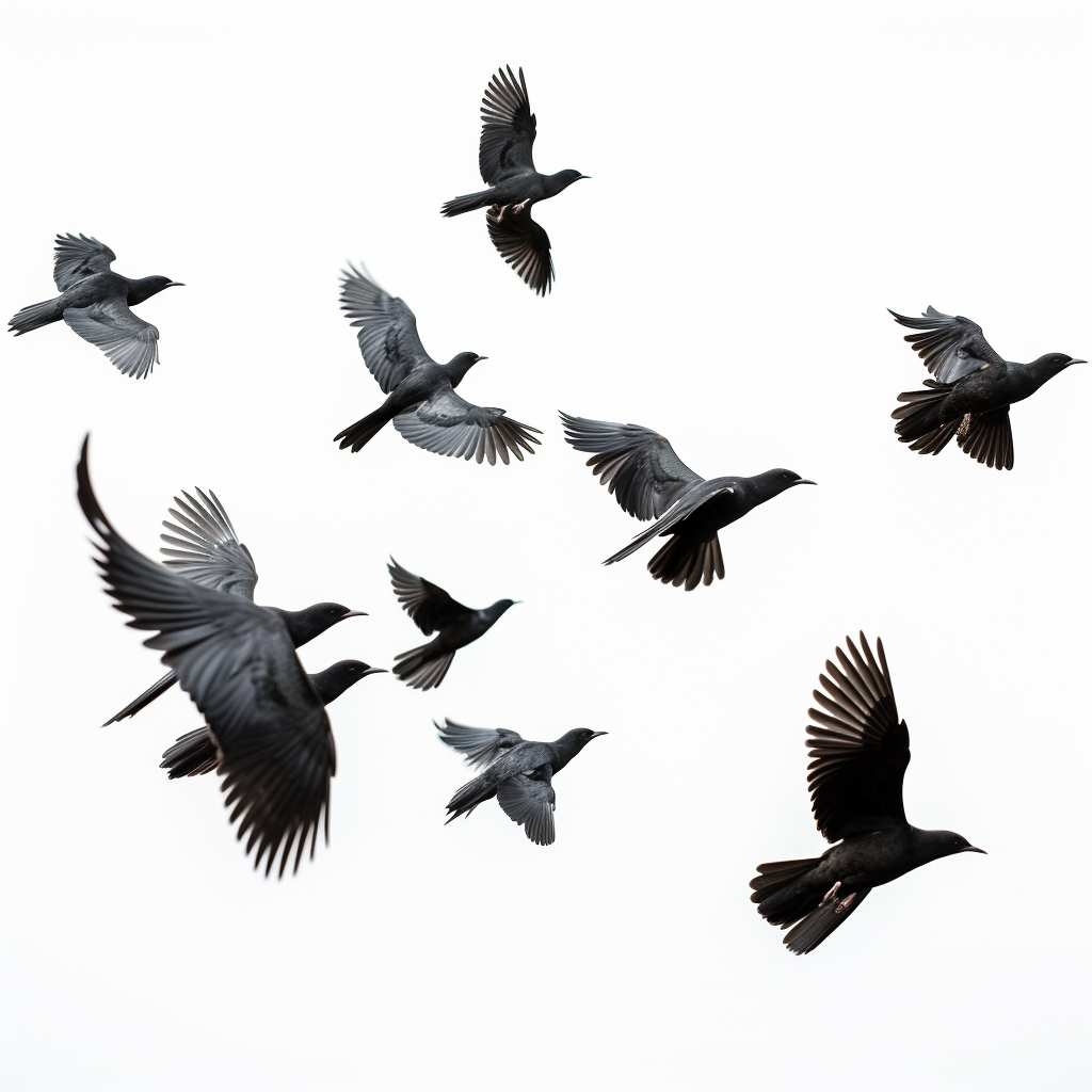 Graceful Black Birds in Motion