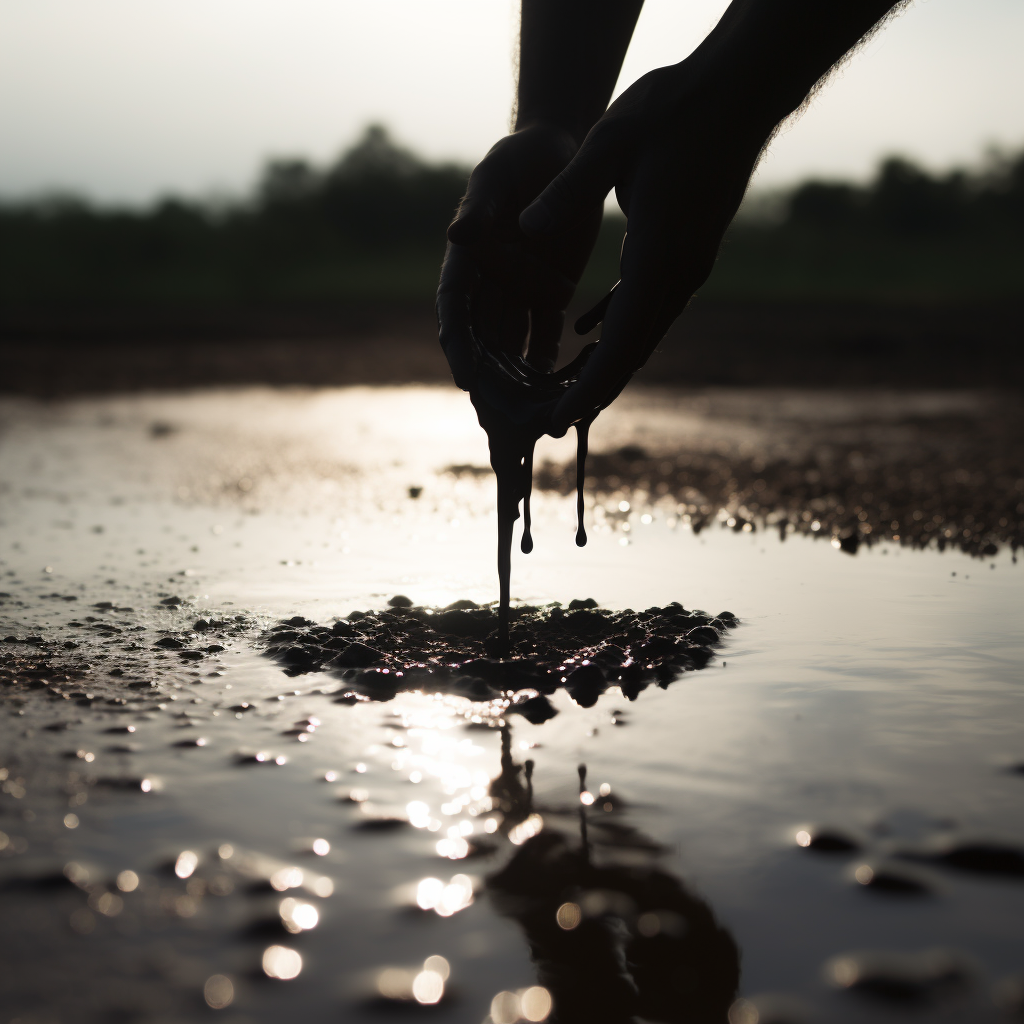 Hand dropping small object silhouette