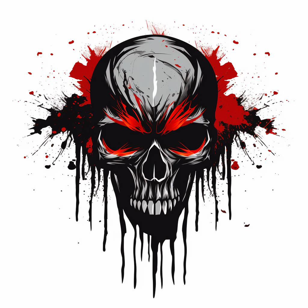 Black Skull logo with red blood on white background