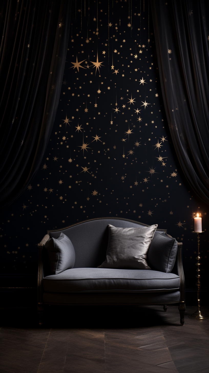 Gentle shimmering black wallpaper with sparkling stars