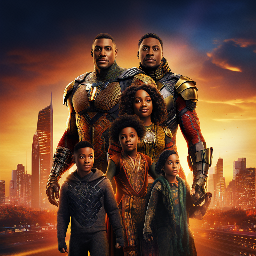 Image of a Strong Black Superhero Family