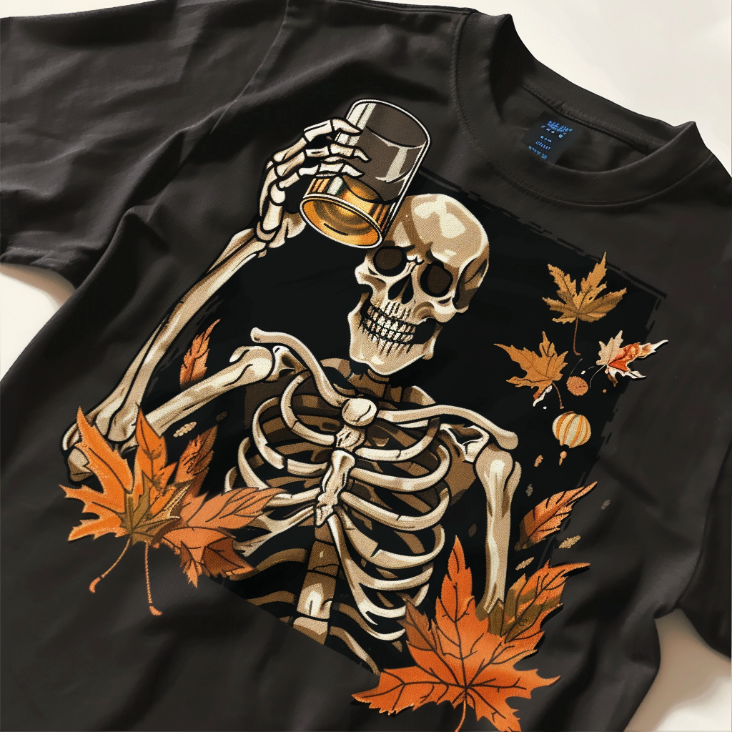 Skeleton Design on Black T-Shirt