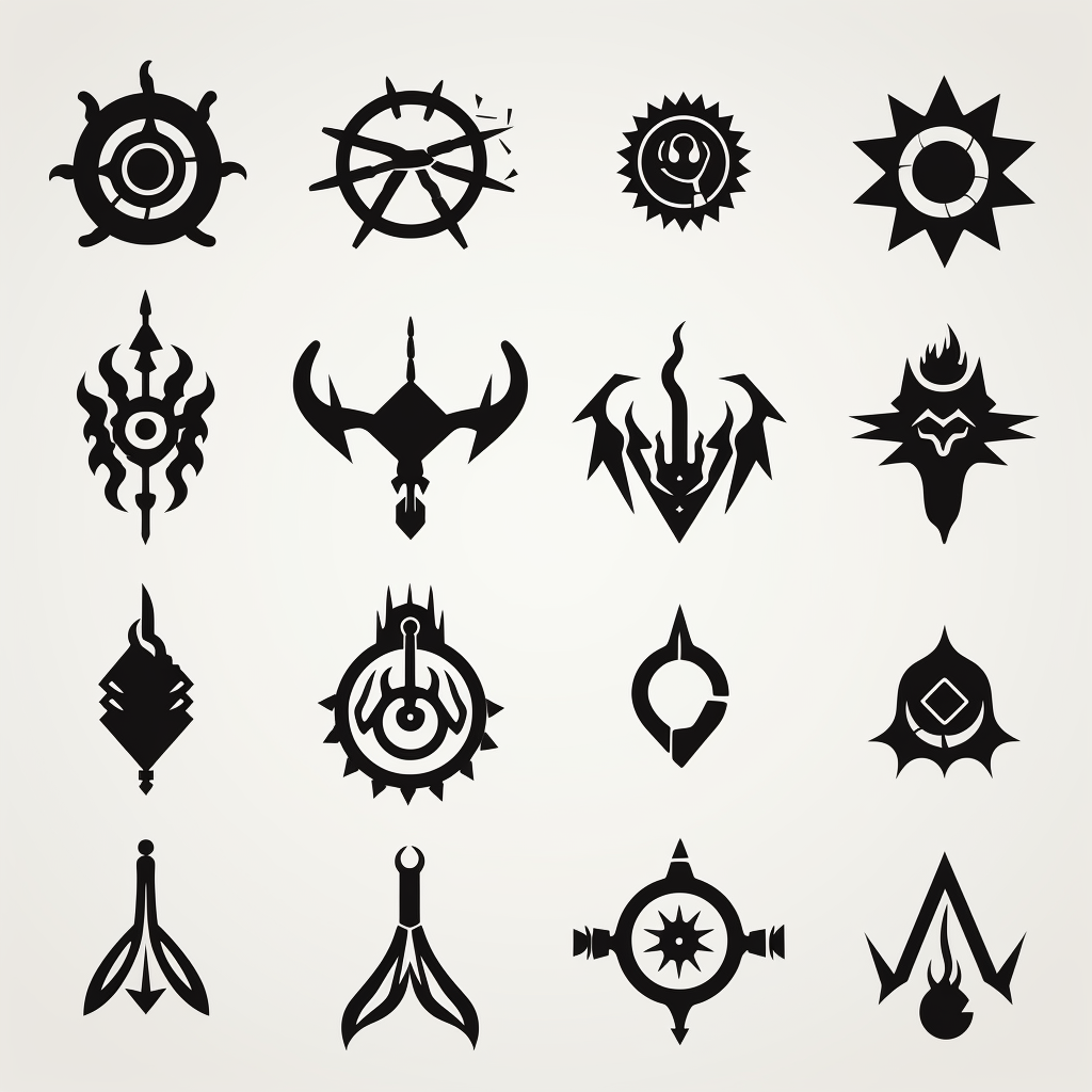 Black vector symbols for Dungeons & Dragons