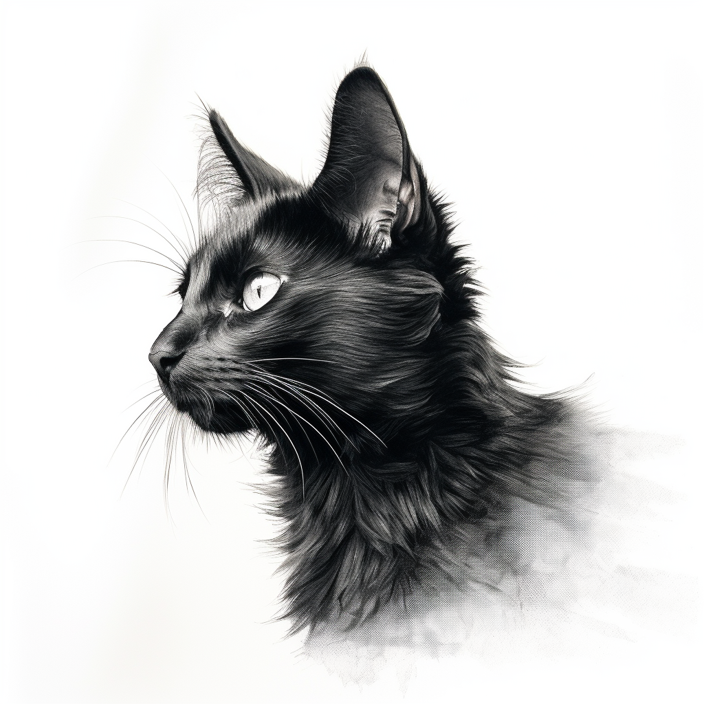 Black cat sketch on white background