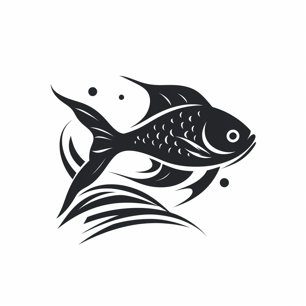 Beautiful black and white fish logo