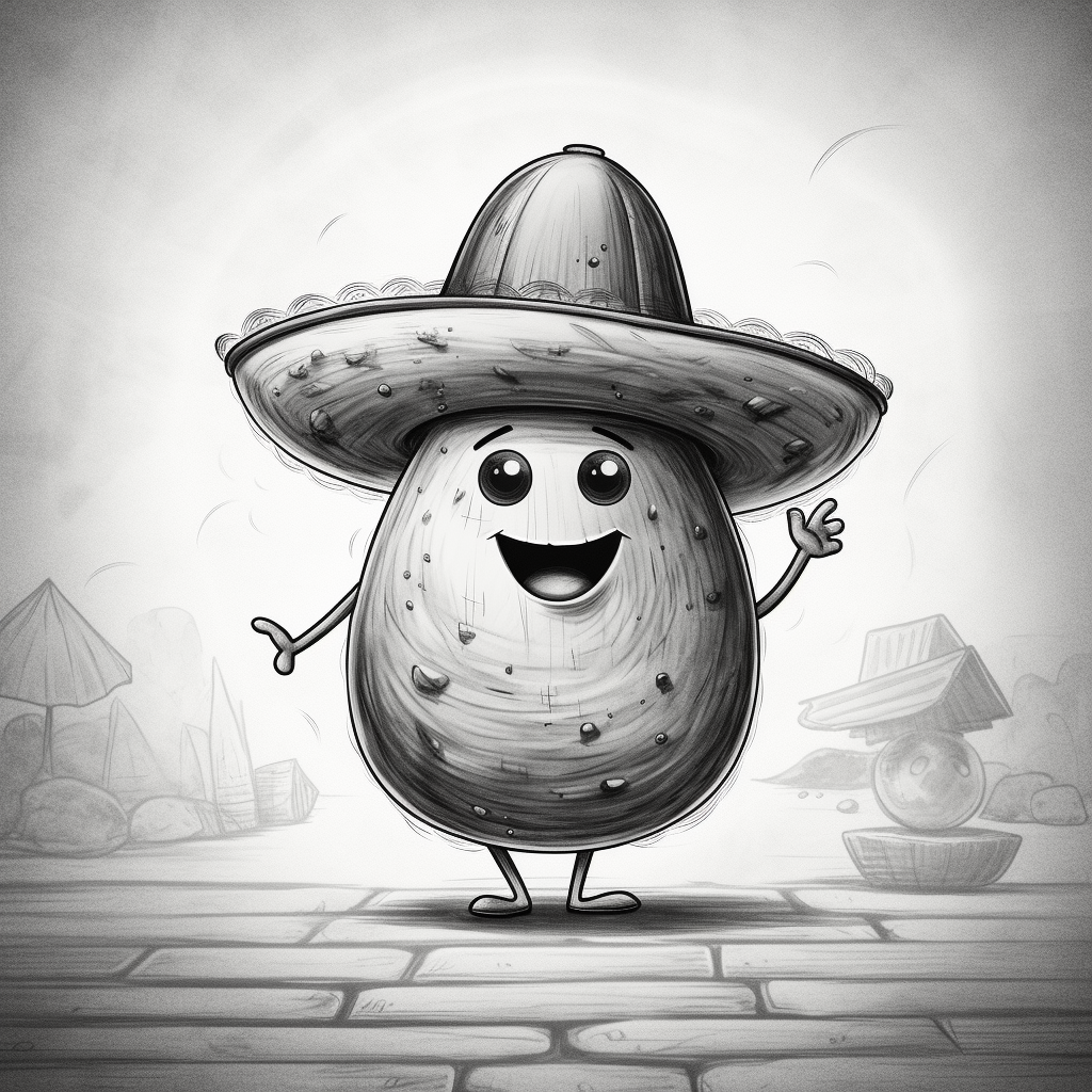 Happy avocado wearing a sombrero