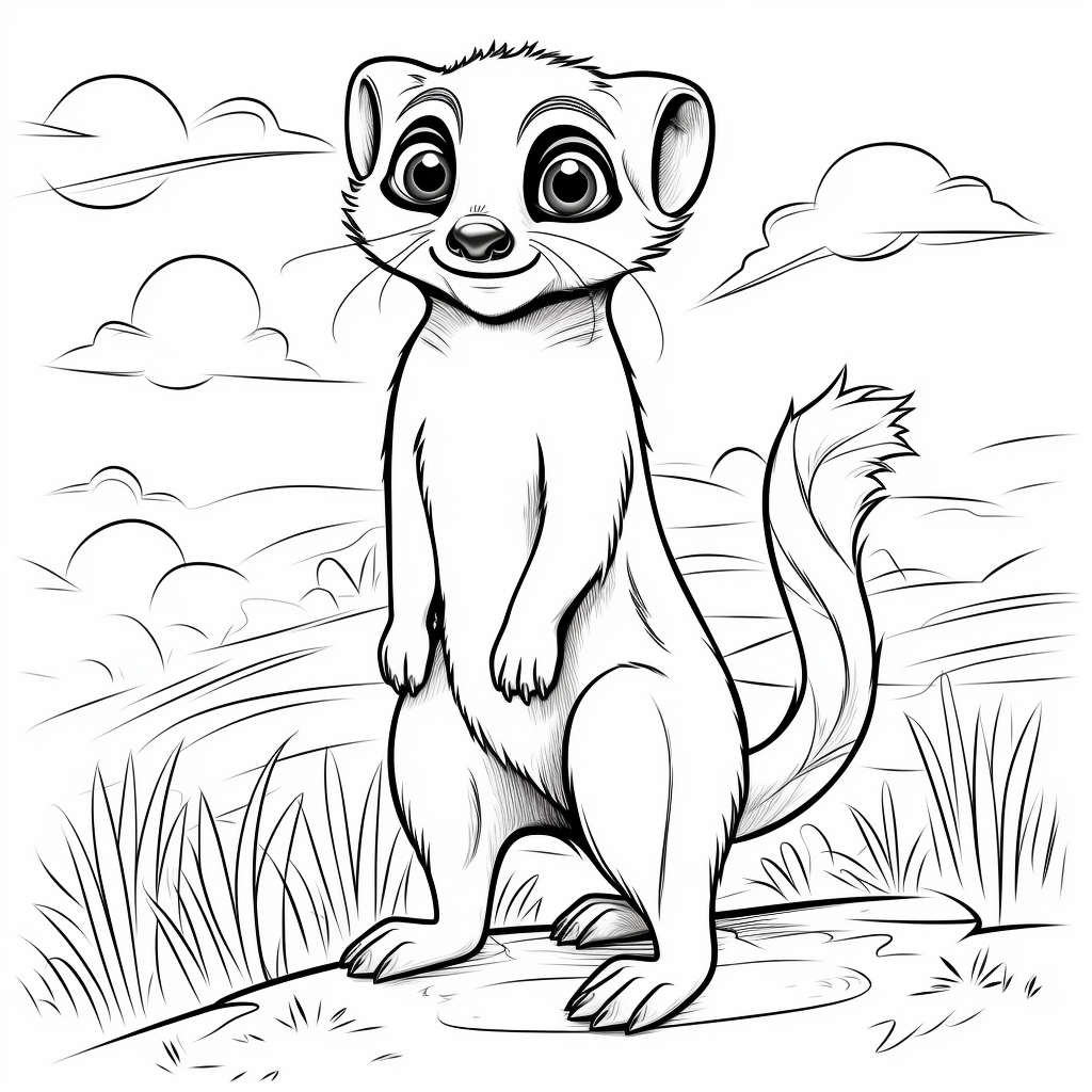 Black and White Meerkat Coloring Page