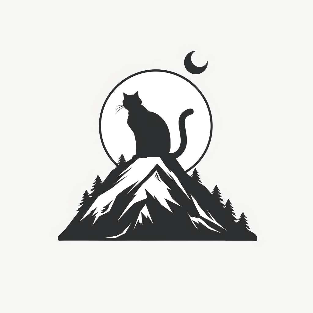 Black and white cat logo