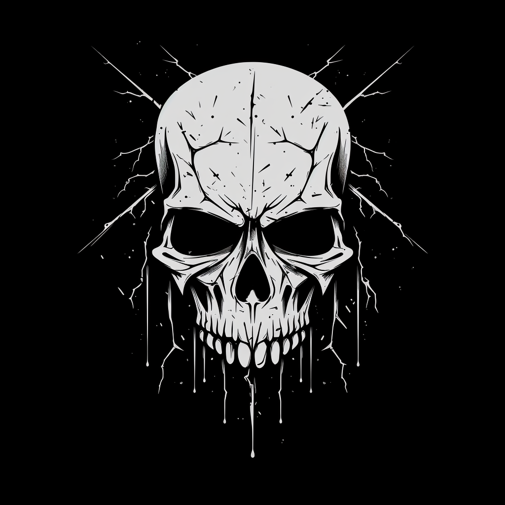 Minimalistic black and white skull illustration