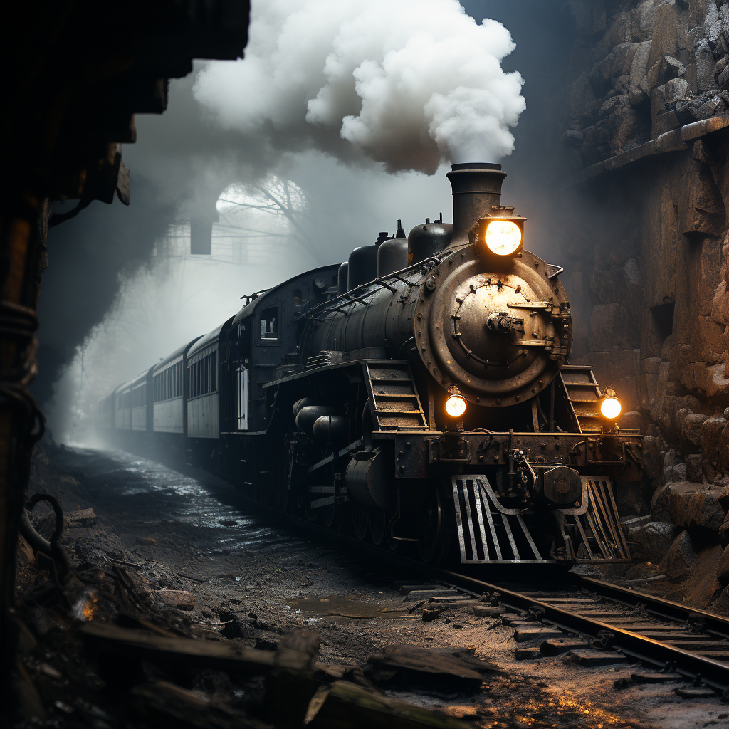 Vintage steam engine on track